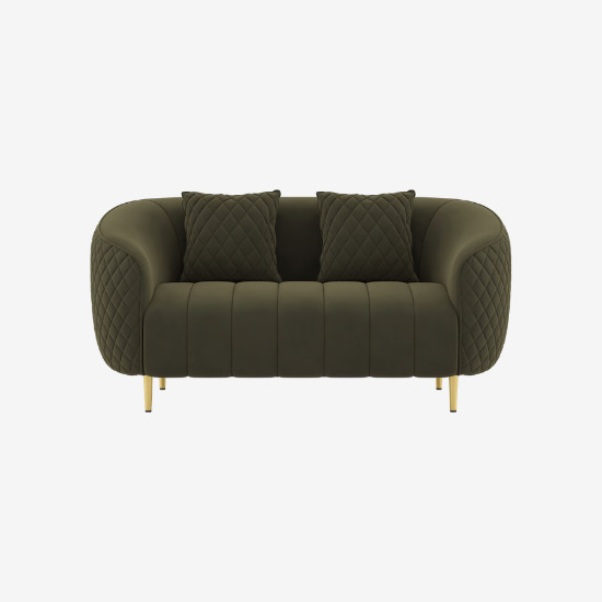 Picture of Amora 2 Seater Fabric Sofa In Deep Olive Velvet