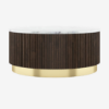 Picture of Aurora Round White Marble And Solid Wood Coffee Table In Java Walnut Finish