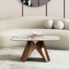 Picture of Aeris Oval Metal Coffee Table in Pluto Spanish Ceramic Finish