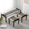 صورة Hamilton Solid Wood Maachi Bench set with 2 Stools in Black & White Canning