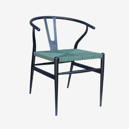 Picture of Sigma Wishbone Table Set with 1 Table and 2 Chairs Gun Metal In Grey