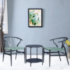 Picture of Sigma Wishbone Table Set with 1 Table and 2 Chairs Gun Metal In Grey
