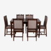 Picture of Globally Indian Compact Wooden 6 Seater Dining Table Set – Comfortable 6 Upholstered Seat and Back in Brown Sapphire