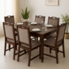Picture of Globally Indian Compact Wooden 6 Seater Dining Table Set – Comfortable 6 Upholstered Seat and Back in Brown Sapphire