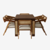 Picture of Globally Indian Sheesham Wood 6 Seater Dining Table Set With 6 Cushioned Cane Armchairs – Beige Color